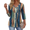 image:imageEkouaer 34 Length Sleeve Womens Tops V Neck Blouses Casual Pleated ShirtsMulticolor Striped