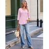 image:imageEkouaer 34 Length Sleeve Womens Tops V Neck Blouses Casual Pleated ShirtsPink Stripes