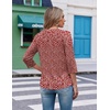 image:imageEkouaer 34 Length Sleeve Womens Tops V Neck Blouses Casual Pleated ShirtsRed Floral