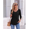 image:imageEkouaer 34 Length Sleeve Womens Tops V Neck Blouses Pleated Casual ShirtsBlack