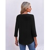 image:imageEkouaer 34 Length Sleeve Womens Tops V Neck Blouses Pleated Casual ShirtsBlack