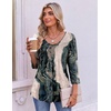 image:imageEkouaer 34 Length Sleeve Womens Tops V Neck Blouses Pleated Casual ShirtsBlack Gold