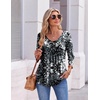 image:imageEkouaer 34 Length Sleeve Womens Tops V Neck Blouses Pleated Casual ShirtsBlack White Dots
