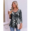 image:imageEkouaer 34 Length Sleeve Womens Tops V Neck Blouses Pleated Casual ShirtsBlack White Dots