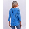 image:imageEkouaer 34 Length Sleeve Womens Tops V Neck Blouses Pleated Casual ShirtsBlue Abstract Stripe