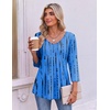 image:imageEkouaer 34 Length Sleeve Womens Tops V Neck Blouses Pleated Casual ShirtsBlue Abstract Stripe