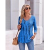 image:imageEkouaer 34 Length Sleeve Womens Tops V Neck Blouses Pleated Casual ShirtsBlue Abstract Stripe