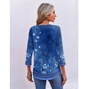 image:imageEkouaer 34 Length Sleeve Womens Tops V Neck Blouses Pleated Casual ShirtsBlue Floral