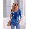 image:imageEkouaer 34 Length Sleeve Womens Tops V Neck Blouses Pleated Casual ShirtsBlue Floral