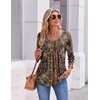 image:imageEkouaer 34 Length Sleeve Womens Tops V Neck Blouses Pleated Casual ShirtsBoho Mz721