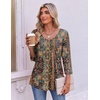 image:imageEkouaer 34 Length Sleeve Womens Tops V Neck Blouses Pleated Casual ShirtsBoho Mz721