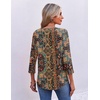 image:imageEkouaer 34 Length Sleeve Womens Tops V Neck Blouses Pleated Casual ShirtsBoho Mz721
