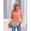 image:imageEkouaer 34 Length Sleeve Womens Tops V Neck Blouses Pleated Casual ShirtsGradient Pink
