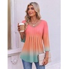 image:imageEkouaer 34 Length Sleeve Womens Tops V Neck Blouses Pleated Casual ShirtsGradient Pink