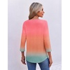 image:imageEkouaer 34 Length Sleeve Womens Tops V Neck Blouses Pleated Casual ShirtsGradient Pink