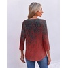 image:imageEkouaer 34 Length Sleeve Womens Tops V Neck Blouses Pleated Casual ShirtsGradient Red