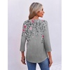 image:imageEkouaer 34 Length Sleeve Womens Tops V Neck Blouses Pleated Casual ShirtsGrey Floral