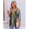 image:imageEkouaer 34 Length Sleeve Womens Tops V Neck Blouses Pleated Casual ShirtsMulti Striped
