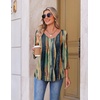 image:imageEkouaer 34 Length Sleeve Womens Tops V Neck Blouses Pleated Casual ShirtsMulti Striped