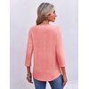 image:imageEkouaer 34 Length Sleeve Womens Tops V Neck Blouses Pleated Casual ShirtsPink