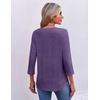 image:imageEkouaer 34 Length Sleeve Womens Tops V Neck Blouses Pleated Casual ShirtsPurple