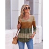 image:imageEkouaer 34 Length Sleeve Womens Tops V Neck Blouses Pleated Casual ShirtsStripe Brown
