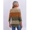 image:imageEkouaer 34 Length Sleeve Womens Tops V Neck Blouses Pleated Casual ShirtsStripe Brown