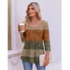 image:imageEkouaer 34 Length Sleeve Womens Tops V Neck Blouses Pleated Casual ShirtsStripe Brown