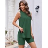 image:imageEkouaer Biker Short Sets Womens 2 Piece Lounge Set Summer Matching OutfitsDark Green