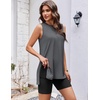 image:imageEkouaer Biker Short Sets Womens 2 Piece Lounge Set Summer Matching OutfitsDark Grey