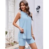 image:imageEkouaer Biker Short Sets Womens 2 Piece Lounge Set Summer Matching OutfitsLight Blue