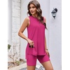 image:imageEkouaer Biker Short Sets Womens 2 Piece Lounge Set Summer Matching OutfitsRose Pink