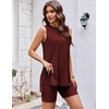 image:imageEkouaer Biker Short Sets Womens 2 Piece Lounge Set Summer Matching OutfitsWine Red