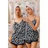 image:imageEkouaer Lingerie for Women Sexy Satin Silk Pajama Sets Lace Cami Short PjCheetah Black