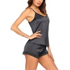 image:imageEkouaer Lingerie for Women Sexy Satin Silk Pajama Sets Lace Cami Short PjDark Grey