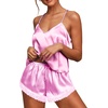 image:imageEkouaer Lingerie for Women Sexy Satin Silk Pajama Sets Lace Cami Short PjHot Pink