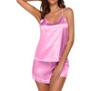 image:imageEkouaer Lingerie for Women Sexy Satin Silk Pajama Sets Lace Cami Short PjHot Pink