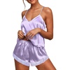 image:imageEkouaer Lingerie for Women Sexy Satin Silk Pajama Sets Lace Cami Short PjLight Purple