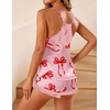 image:imageEkouaer Lingerie for Women Sexy Satin Silk Pajama Sets Lace Cami Short PjPink Bow