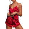 image:imageEkouaer Lingerie for Women Sexy Satin Silk Pajama Sets Lace Cami Short PjRed