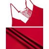 image:imageEkouaer Lingerie for Women Sexy Satin Silk Pajama Sets Lace Cami Short PjRed