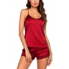 image:imageEkouaer Lingerie for Women Sexy Satin Silk Pajama Sets Lace Cami Short PjRed
