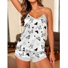 image:imageEkouaer Lingerie for Women Sexy Satin Silk Pajama Sets Lace Cami Short PjWhite Butterfly