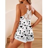 image:imageEkouaer Lingerie for Women Sexy Satin Silk Pajama Sets Lace Cami Short PjWhite Cow