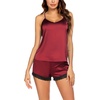 image:imageEkouaer Lingerie for Women Sexy Satin Silk Pajama Sets Lace Cami Short PjWine Red