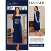 image:imageEkouaer Long Sleeve Nightgowns for Women Calf Length Sleep ShirtsBlack Kiss