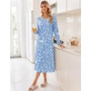 image:imageEkouaer Long Sleeve Nightgowns for Women Calf Length Sleep ShirtsBlue Floral