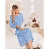 image:imageEkouaer Long Sleeve Nightgowns for Women Calf Length Sleep ShirtsBlue Floral