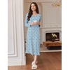 image:imageEkouaer Long Sleeve Nightgowns for Women Calf Length Sleep ShirtsBlue Flower