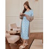 image:imageEkouaer Long Sleeve Nightgowns for Women Calf Length Sleep ShirtsBlue Flower
